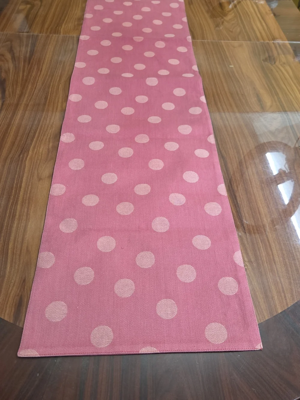 Pink/Peach Polka Dot Table Runner - Elegant Home Dining Accent 71x13
